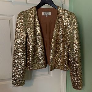 BB Dakota All over Gold Sequin Open Blazer
